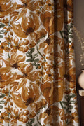 Rustic Floral Linen Curtain: Hand-Painted Style Botanical Design - Image 1