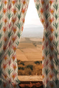 Watercolor Palm Print Sheer Curtain Panel: Tropical Boho Window Drape - Image 1