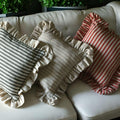 Striped Ruffle Pillow Cover: Cotton Linen Farmhouse Throw Cushion - Image 1