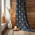 Navy Ikat Linen Curtain: Hand-Painted Style Boho Window Panel - Image 2