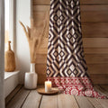 Floral Geometric Linen Curtain: Red Block Print Boho Drapery - Image 3