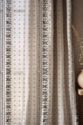 Mudcloth Linen Curtain: Black and White Boho Window Panel - Image 1