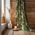 Tropical Leaf Linen Curtain: Green Botanical Jungle Print - Image 3