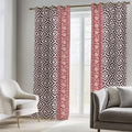 Geometric Boho Curtain: Black & Red Tribal Window Panel - Image 4
