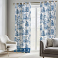 Blue Toile Curtain: French Country Chinoiserie  Blend Drapes - Image 2
