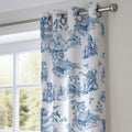 Blue Toile Curtain: French Country Chinoiserie  Blend Drapes - Image 3
