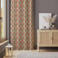 Vintage Floral Curtain: Red & Green Botanical Window Panel - Image 1