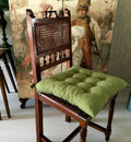 Tufted Linen Chair Cushion: Farmhouse Striped Seat Pad with Ties - Image 1