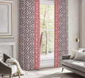 Geometric Boho Curtain: Black & Red Tribal Window Panel - Image 2