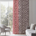 Geometric Boho Curtain: Black & Red Tribal Window Panel - Image 1