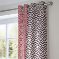 Geometric Boho Curtain: Black & Red Tribal Window Panel - Image 3