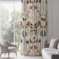 Botanical Butterfly Curtain: Vintage Floral  Window Panel - Image 1