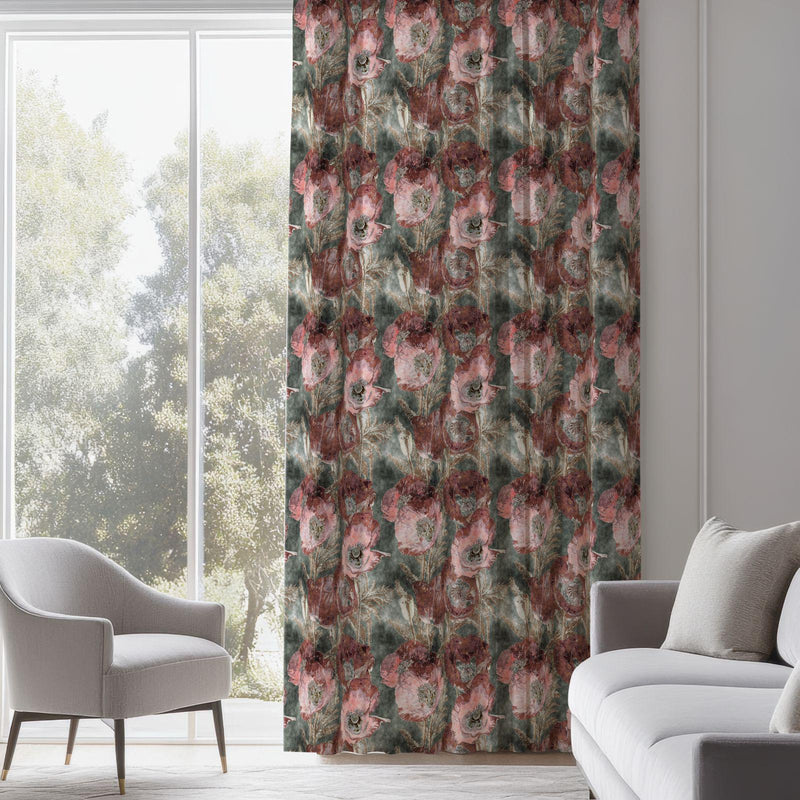 Vintage Rose Curtain: Shabby Chic Floral  Window Panel