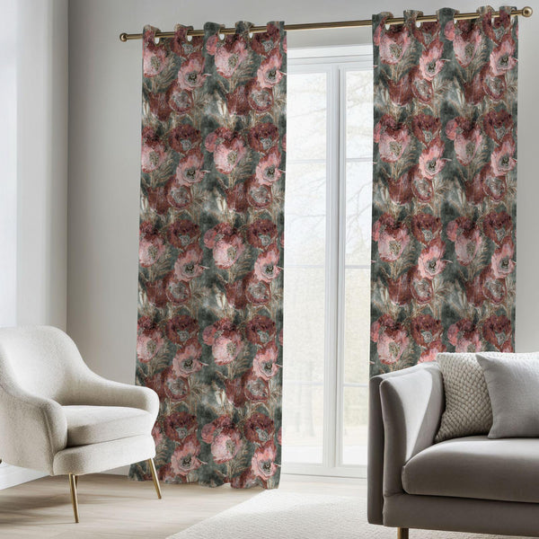 Vintage Rose Curtain: Shabby Chic Floral  Window Panel