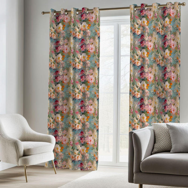 Watercolor Floral Curtain:  Cottagecore Window Panel