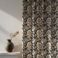 Cotton Linen Black Floral Curtain – Elegant Botanical Drapery Panel for Living Room or Bedroom - Image 3