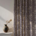 Purple Gold Floral Curtain Panel: Cotton Linen Blend Drapery - Image 3