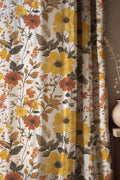 Sunlit Garden Linen Curtain – Bright Botanical Floral Panel for Boho or Farmhouse Style - Image 1