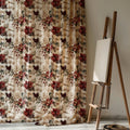 Rustic Christmas Linen Curtain: Poinsettia, Rose & Pinecone Print - Image 3