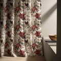 Rustic Christmas Linen Curtain: Poinsettia, Rose & Pinecone Print - Image 2