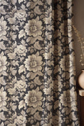Cotton Linen Black Floral Curtain – Elegant Botanical Drapery Panel for Living Room or Bedroom - Image 2