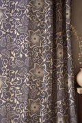 Purple Gold Floral Curtain Panel: Cotton Linen Blend Drapery - Image 2
