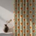 Sunflower Cotton Linen Curtain: Botanical Yellow Green Drapery Panel - Image 3