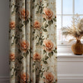 Romantic Rose Linen Curtain – Vintage Peach Floral Drape with Elegant Garden Style - Image 2