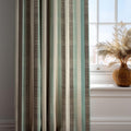Striped Linen Curtain: Beige and Aqua Blue Vertical Stripe Drapes, Modern Coastal Window Panels - Image 2