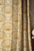 Golden Damask Linen Curtain: Beige Drapes with Ornate Pattern, Classic Vintage Luxury Style - Image 1