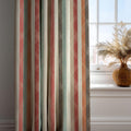 Striped Linen Curtain: Soft Coral, Teal, and Beige Drapes - Image 2