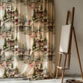Vintage Linen Christmas Curtain: Snowy Village & Pine Tree Print - Image 3