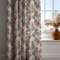 Floral Linen Curtain: Pink Botanical Sketch Art Drapes - Image 3