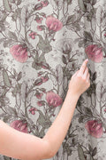 Floral Linen Curtain: Pink Botanical Sketch Art Drapes - Image 2