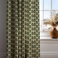 Botanical Linen Curtain: Art Deco Green Leaf Print Window Panel - Image 3