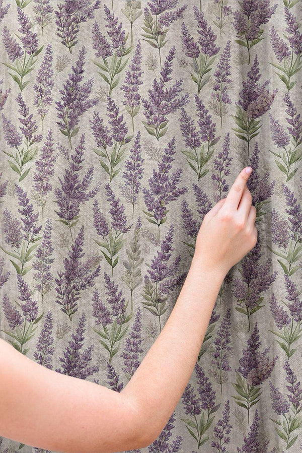 Lavender Floral Linen Curtain: Provence Country Cottage Style