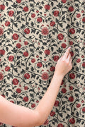 Black Pomegranate Linen Curtain: Red Fruit Botanical Drapes, William Morris Inspired Vintage Fabric - Image 2