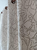 Beige Floral Textured Cotton Blend Curtains: Light Blocking Eyelet Drapes - Image 5