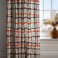 Modern Geometric Linen Curtain: Abstract Red, Gray, and Black Pattern Drapes, Contemporary Art Style - Image 2