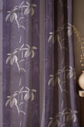 Purple Floral Linen Curtain: Elegant Sheer Drapes with White Lily Pattern, Soft Botanical Design - Image 1