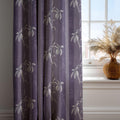 Purple Floral Linen Curtain: Elegant Sheer Drapes with White Lily Pattern, Soft Botanical Design - Image 2