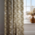 Geometric Linen Curtain: Beige and Olive Tribal Pattern Drapes, Modern Boho Style Window Panels - Image 2