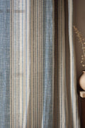 Blue Striped Linen Curtain: Modern Coastal Drapes - Image 1
