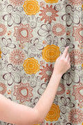Retro Floral Linen Curtain: Yellow & Red Botanical Print Drapes - Image 3