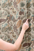 Tropical Wildlife Linen Curtain: Koala And Kangaroo Pattern Drapes, Modern Jungle Leaf Print Fabric - Image 2