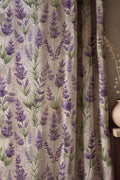 Lavender Floral Linen Curtain: Purple Flower Botanical Drapes, Country Cottage Style Window Panels - Image 1