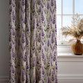 Lavender Floral Linen Curtain: Purple Flower Botanical Drapes, Country Cottage Style Window Panels - Image 3