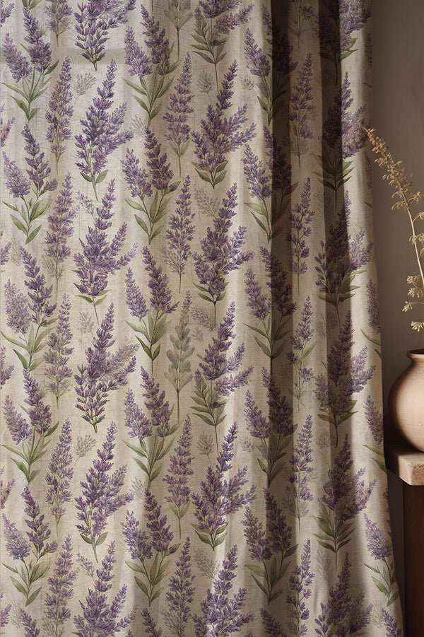 Lavender Floral Linen Curtain: Provence Country Cottage Style