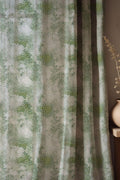 Green Mosaic Linen Curtain: Organic Cell Pattern Drapes, Modern Botanical Abstract Window Panels - Image 1
