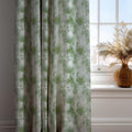 Green Mosaic Linen Curtain: Organic Cell Pattern Drapes, Modern Botanical Abstract Window Panels - Image 3